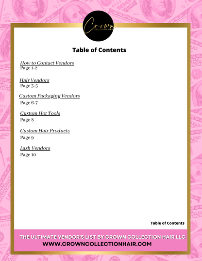 THE ULTIMATE VENDOR'S LIST (Instant Download)